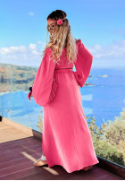 Muślinowa bluzka z falbanką Aloha Beaches różowa