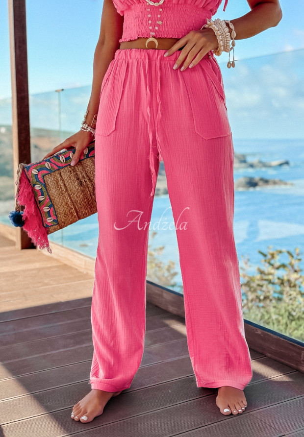 Muślinowe spodnie Aloha Beaches różowe