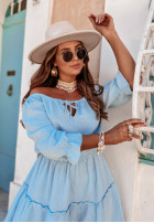 Muślinowa sukienka hiszpanka Friliana błękitna