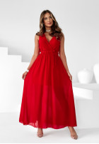 Sukienka z ozdobnymi różami i paskiem Enchanted Florals czerwona