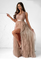 Tiulowa sukienka z falbankami Timeless Celebrations pudrowy róż