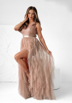 Tiulowa sukienka z falbankami Timeless Celebrations pudrowy róż