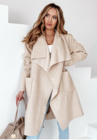 Płaszcz oversize z imitacji kożucha Fashion Revolution beżowy