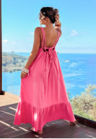 Muślinowa sukienka na ramiączkach maxi Aloha Beaches II różowa