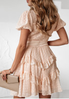Sukienka mini z koronką Delicate Whispers pudrowy róż