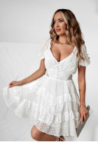 Sukienka mini z koronką Delicate Whispers biała