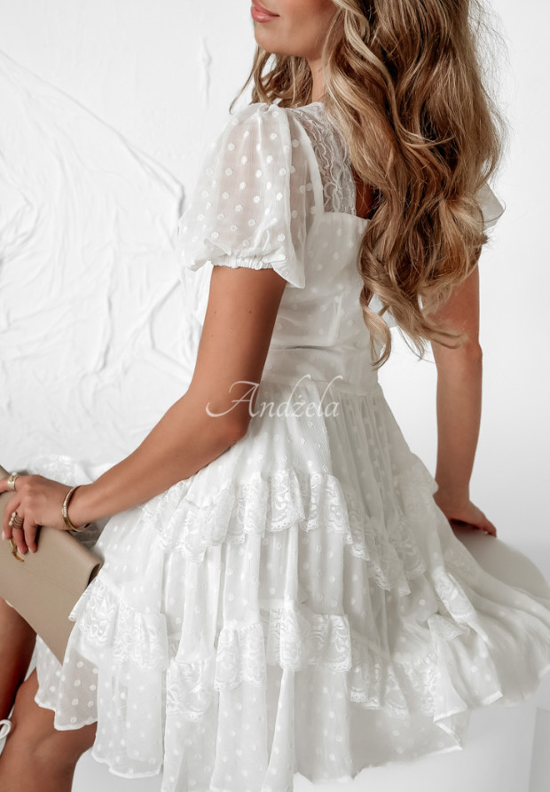 Sukienka mini z koronką Delicate Whispers biała