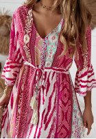 Wzorzysta sukienka Island Oasis różowa
