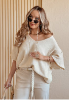 Sweter oversize Sweet Life beżowy