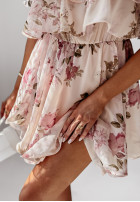 Kwiecista sukienka hiszpanka mini Iris Serenade beżowa