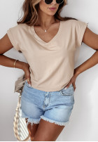 T-shirt V-neck in beige