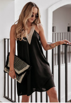 Prążkowana sukienka z koronką boho Silly & Free czarna