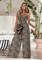 Długi kombinezon wide leg Savanna Safari w panterkę