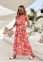 Kwiecista sukienka Hue Harmony różowo-pomarańczowa