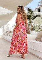 Kwiecista sukienka Hue Harmony różowo-pomarańczowa