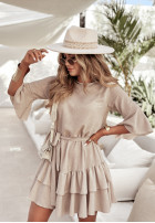Sukienka z falbankami i paskiem Haiki beżowa
