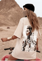 T-shirt z nadrukiem Follow The Path nude