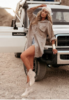 Długa koszula z kieszeniami Take A Trip szara