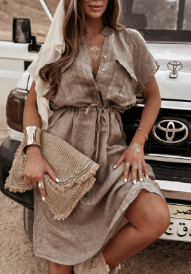 Linen dress with pockets Take A Trip mocha