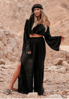 Komplet bluzka hiszpanka i spodnie wide leg Pyramid Delights czarny