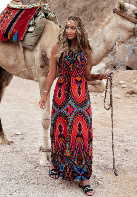 Hawaiian Road red-orange patterned dress