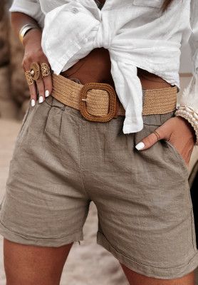 Linen short shorts with belt Take A Trip mocha