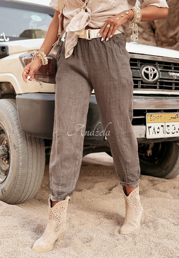 Take A Trip mocha linen pants