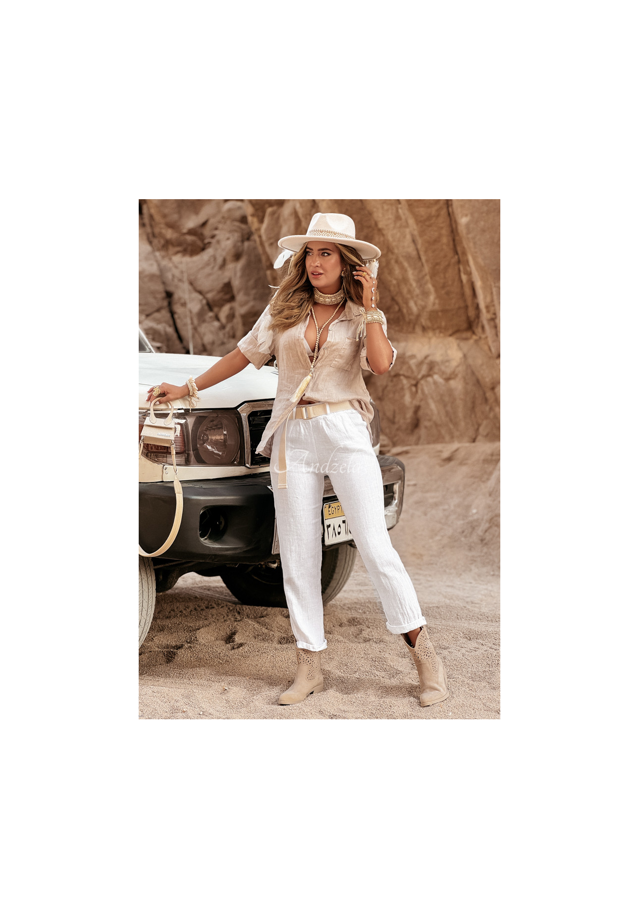 Linen pants Take A Trip ecru