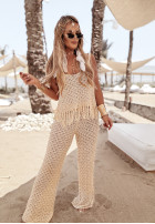 Dzianinowe spodnie boho Sunrise Serenity beżowe