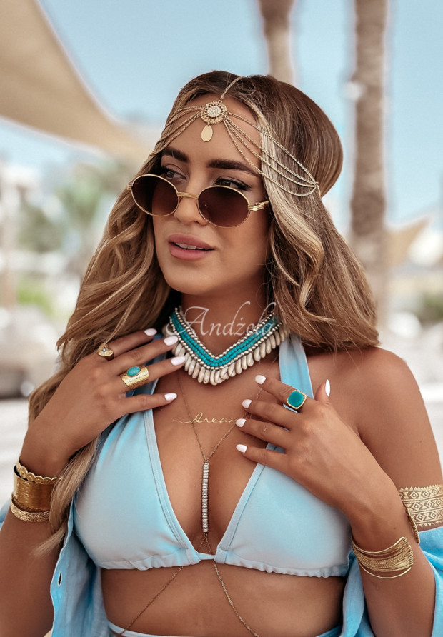 Handmade shell necklace Bali turquoise