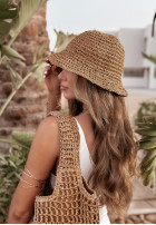Pleciony kapelusz Shoreline Straw camelowy