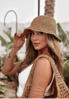 Pleciony kapelusz Shoreline Straw camelowy