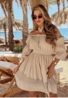 Muślinowa sukienka hiszpanka Sunset Shore beżowa