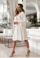 Sukienka z koronką i falbankami Sandy Sunrise biała