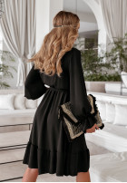 Sukienka z koronką i falbankami Sandy Sunrise czarna