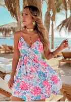 Kwiecista sukienka mini Discover Delights niebieska