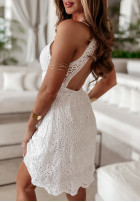 Ażurowa sukienka na ramiączkach boho Made You Wink biała