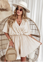 Krótki lniany kombinezon Life's A Breeze beżowy