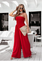 Długi kombinezon wide leg Flower Fusion czerwony