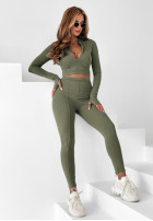 Komplet bluzka i legginsy Will Come To You khaki