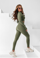 Komplet bluzka i legginsy Will Come To You khaki