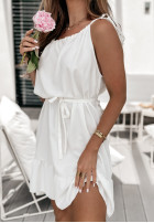 Sukienka na ramiączkach z falbanką La Fleur biała