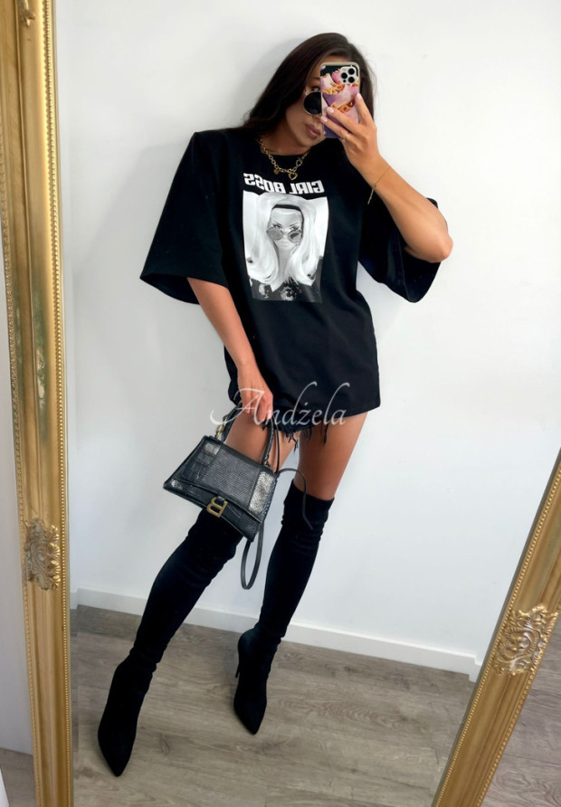 T-shirt oversize La Milla Girl Boss czarny