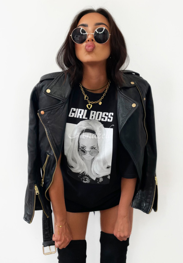 T-shirt oversize La Milla Girl Boss czarny