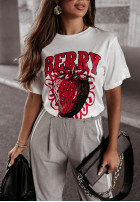 T-shirt z nadrukiem Berry biały