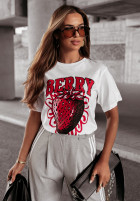 T-shirt z nadrukiem Berry biały