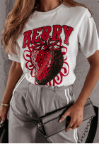 T-shirt z nadrukiem Berry biały