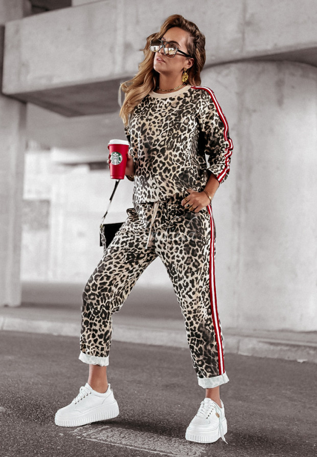 Beastly Attire sweatshirt set in panther beige