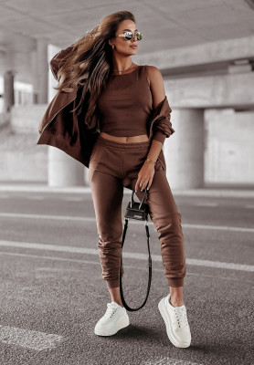 Set of 3in1 sweatshirt, top, pants Queen Things chocolate