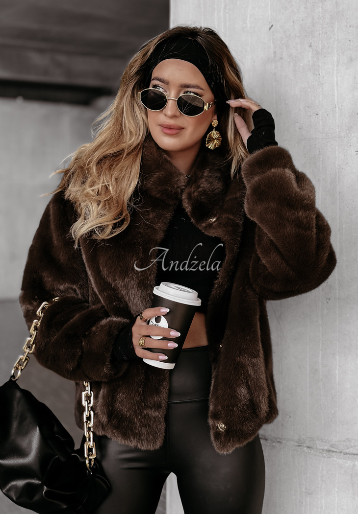 Warm Wishes chocolate short fur coat